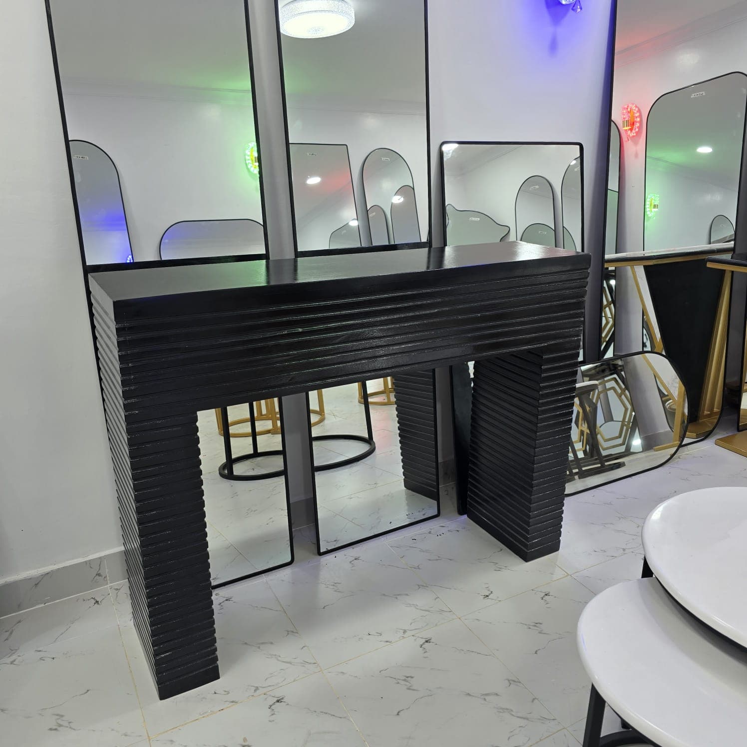 Black Fluted Console Table