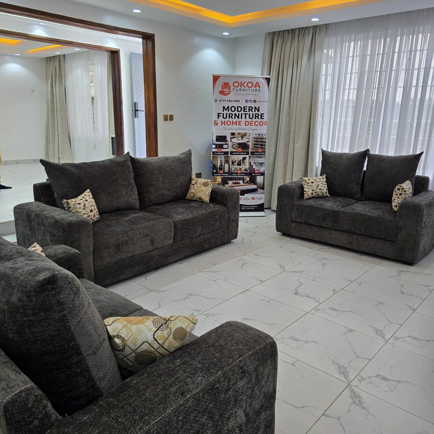 Box Arm Sofa Set